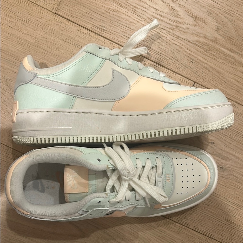 Nike Mint and Peach Air Forces